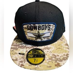 New Era Cowboys Camo Military 7 1/4 NFL Football Black Beasball Hat NWT MINT